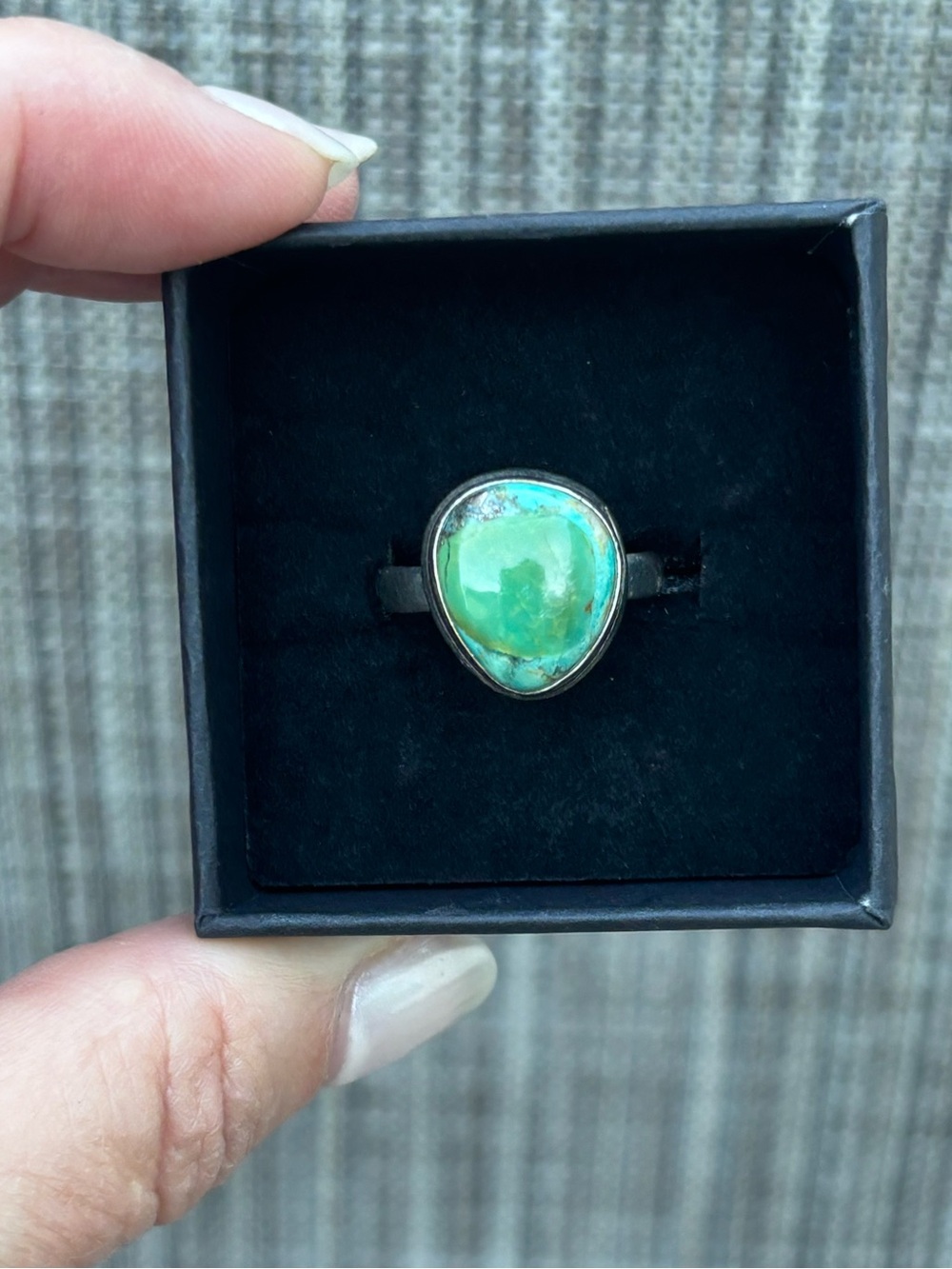 Sterling Silver Malachite and Chrysocolla Ring - Size 7.5